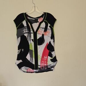 Womens Multicolored Abstract Print Top